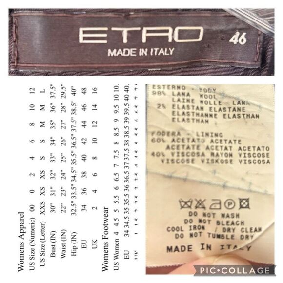 Etro Italy Brown Classic Sheath Dress Wool Floral Brocade Trim Waist Size 46/10 - Picture 8 of 12